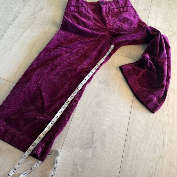 Anthropologie Maeve Colette Cropped Wide Leg Corduroy Pants Grape Purple size 31 - Picture 3 of 10